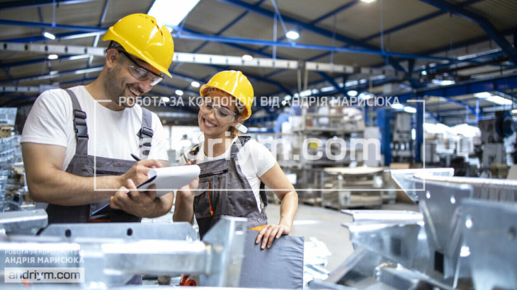 Worker at sanitary ware production