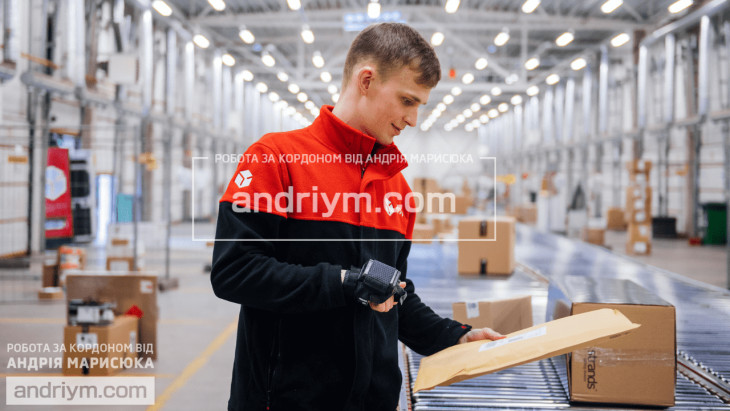 Worker at postal warehouse