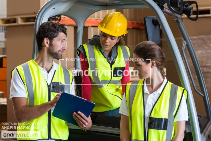 Forklift driver at a logistics warehouse