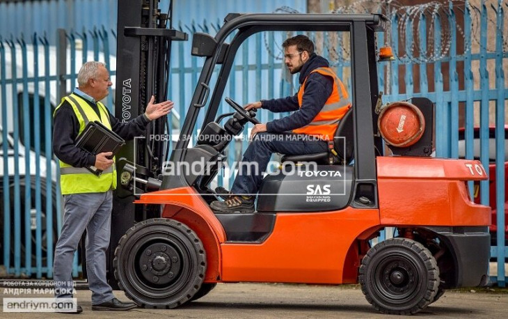 Forklift driver at a medical warehouse
